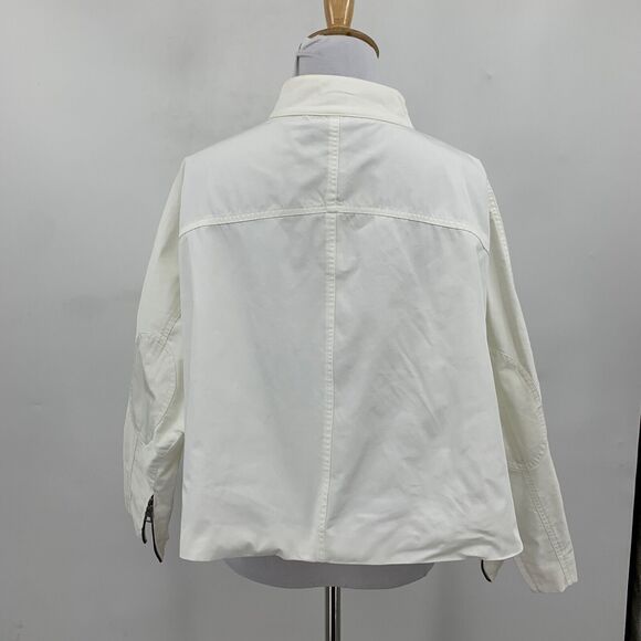 Jarbo Jacket Women 10/12 White Full Zip Snap Boxy Double Lined Structured Crop - Picture 7 of 15